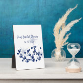 Blauwe sterren bladeren royale luxe bruidsfeestje fotoplaat (Zijkant)