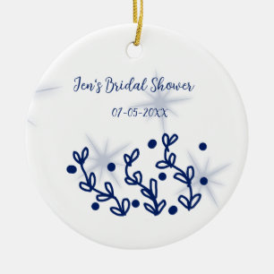 Blauwe sterren bladeren royale luxe bruidsmeisjesf keramisch ornament