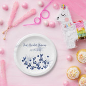 Blauwe sterren bladeren royale luxe bruidsmeisjesf papieren bordje (Feest)