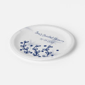 Blauwe sterren bladeren royale luxe bruidsmeisjesf papieren bordje (Gekanteld)