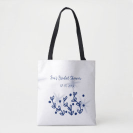 Blauwe sterren bladeren royale luxe bruidsmeisjesf tote bag