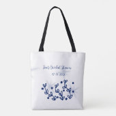 Blauwe sterren bladeren royale luxe bruidsmeisjesf tote bag (Achterkant)