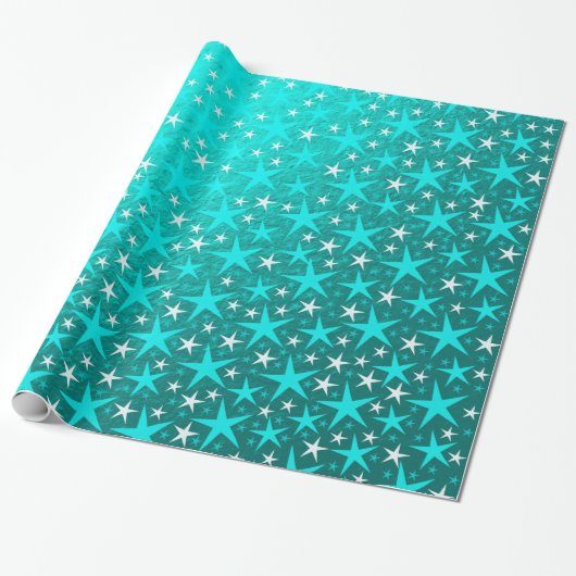 blauwe sterren cadeaupapier (Uitgerold)