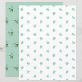 Blauwe Sterren en bladeren Scrapbook Paper Sheet