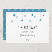 Blauwe sterren en hart Zwangerschap Announcemente- Aankondiging (Voorkant / Achterkant)