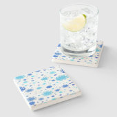 Blauwe sterren en snowflakes kerst stenen onderzetter (Zijkant)