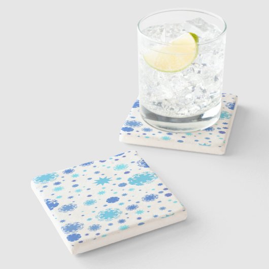 Blauwe sterren en snowflakes kerst stenen onderzetter (Zijkant)
