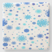 Blauwe sterren en snowflakes kerst stenen onderzetter (Voorkant)