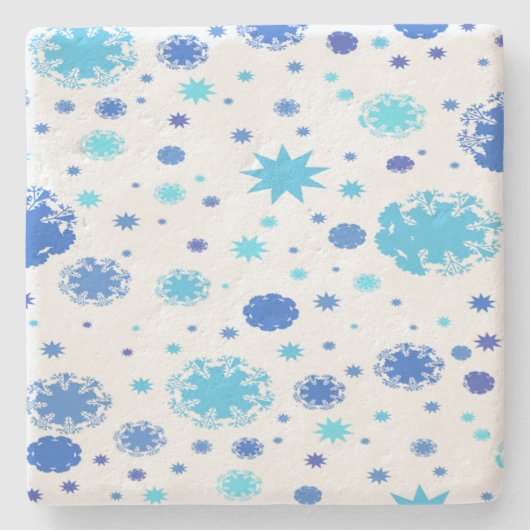 Blauwe sterren en snowflakes kerst stenen onderzetter (Voorkant)