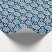 blauwe sterren en zwart ovalenpatroon papier (Hoek)