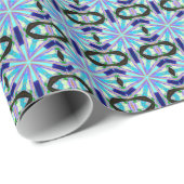 blauwe sterren en zwart ovalenpatroon papier (Rol Hoek)