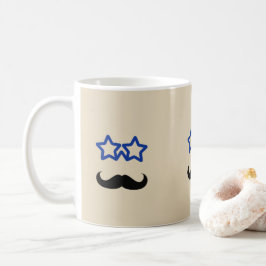 Blauwe Sterren en Zwarte Snor Koffiemok
