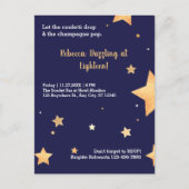 Blauwe sterren glinsteren en goud verblindende ver uitnodiging briefkaart (Voorkant)