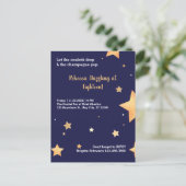 Blauwe sterren glinsteren en goud verblindende ver uitnodiging briefkaart (Staand voorkant)