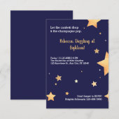 Blauwe sterren glitter en gouden verbijsterende ve kaart (Voorkant / Achterkant)