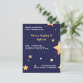 Blauwe sterren glitter en gouden verbijsterende ve kaart (Staand voorkant)