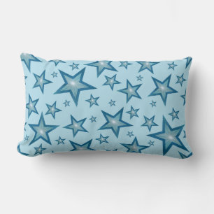 Blauwe sterren gooien kussen lumbaal bleek blauw t