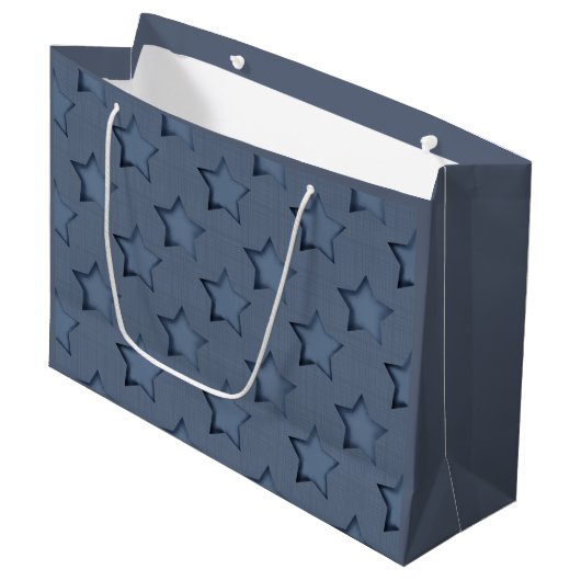 Blauwe sterren groot cadeauzakje (Voorkant Gekanteld)