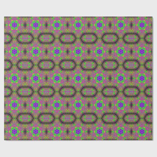 blauwe sterren groovy psychedelic cadeaupapier (Vlak)