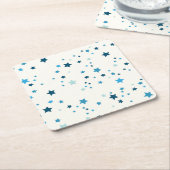 Blauwe sterren in meerdere tinten en maten - Herbr Kartonnen Onderzetters (Schuin)