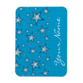 Blauwe sterren 'Jouw naam' flexibele magneet blauw (Verticaal)