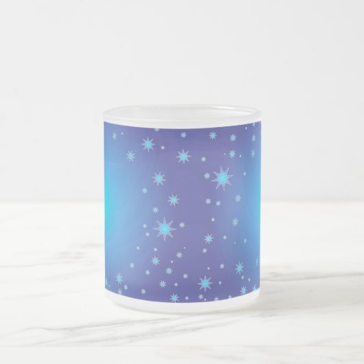 Blauwe sterren Kerstmis Matglas Koffiemok (Center)
