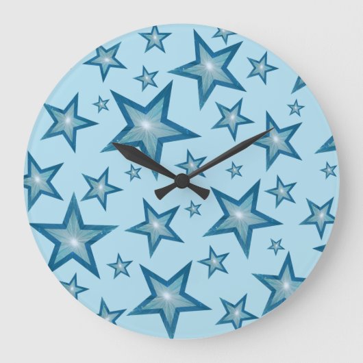 Blauwe sterren klok rond bleke blauw (Voorkant)