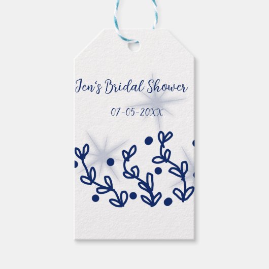 Blauwe sterren laat royale luxe bruidsfeest  cadeaulabel (Voorkant)