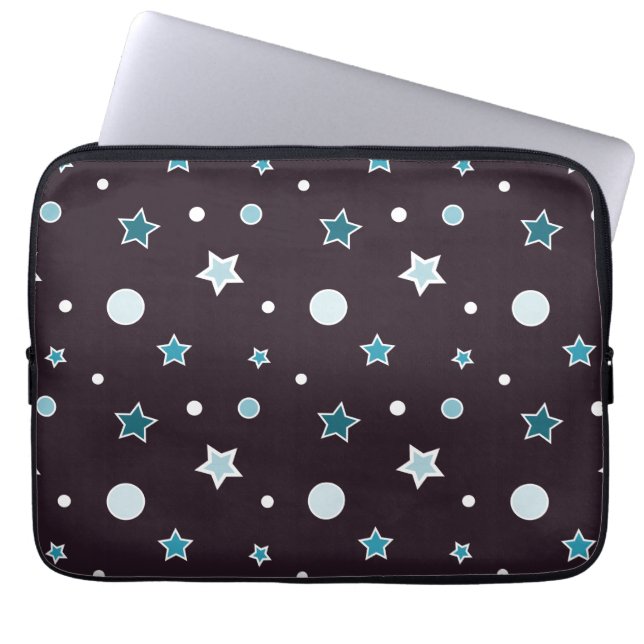 Blauwe sterren laptop sleeve (Voorkant)