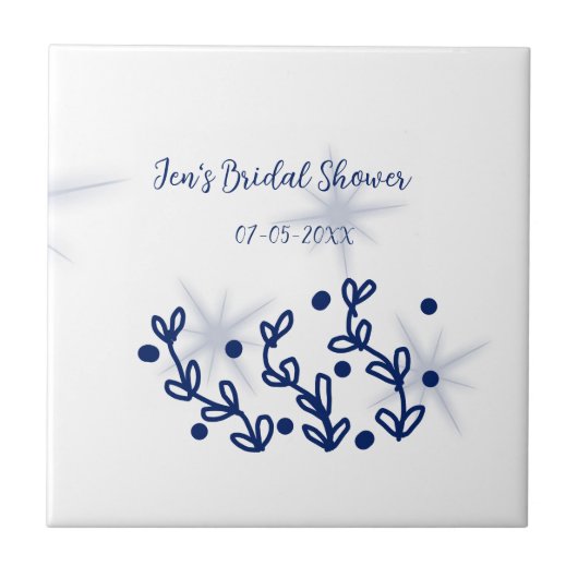 Blauwe sterren luxe bruidsdouche  tegeltje (Voorkant)