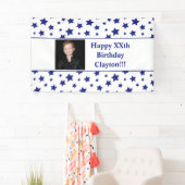 Blauwe sterren met Banner Banner voor de foto's (Insitu)