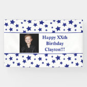 Blauwe sterren met Banner Banner voor de foto's (Horizontaal)