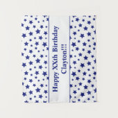 Blauwe sterren met bericht van geboorte wandkleed (Voorkant)