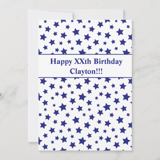 Blauwe sterren met berichtdag kaart (Voorkant)