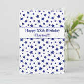 Blauwe sterren met berichtdag kaart (Staand voorkant)