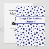 Blauwe sterren met berichtdag kaart (Voorkant / Achterkant)