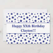 Blauwe sterren met berichtdag kaart (Voorkant)