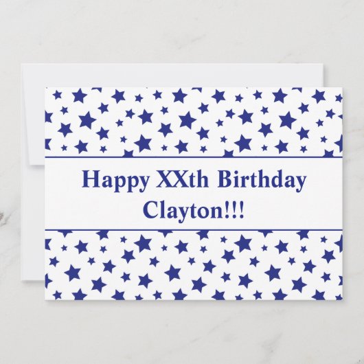 Blauwe sterren met berichtdag kaart (Voorkant)