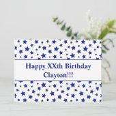 Blauwe sterren met berichtdag kaart (Staand voorkant)