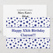 Blauwe sterren met berichtdag kaart (Voorkant / Achterkant)