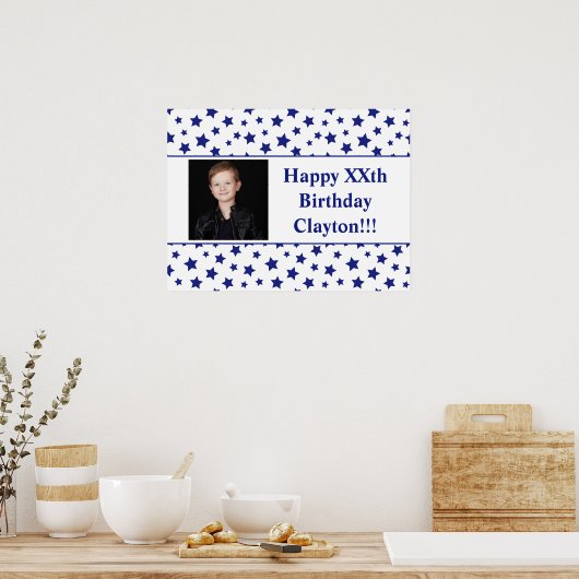 Blauwe sterren met Berichtenfoto, Poster op zaterd (Keuken)