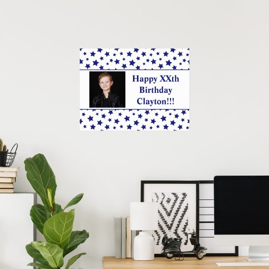 Blauwe sterren met Berichtenfoto, Poster op zaterd (Thuiskantoor)