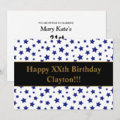 Blauwe sterren met de uitnodiging van de Berichten (Voorkant / Achterkant)