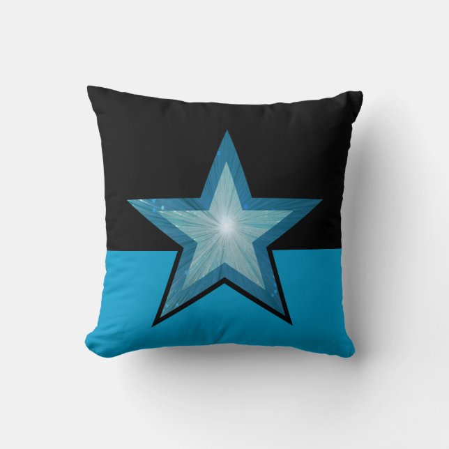 Blauwe sterren met pijp blauw blauw kussen (Voorkant)