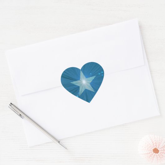 Blauwe sterren met sterren hart sticker (Envelop)