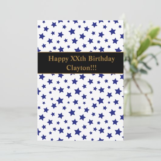 Blauwe sterren met uitnodiging van de Partij van d (Staand voorkant)