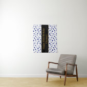 Blauwe sterren met verjaardagsbanner met tekst wandkleed (In situ)