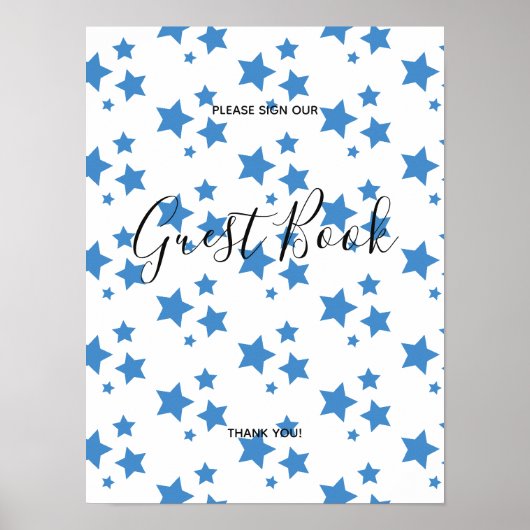 Blauwe sterren Modern ontwerp Boek Sign Poster (Voorkant)