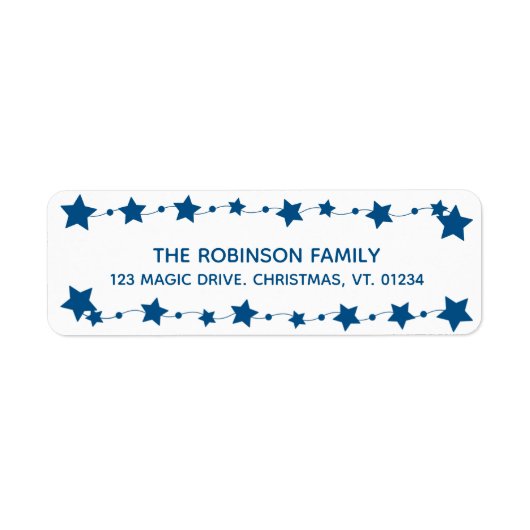 Blauwe sterren Modern Simple Trendy Cute Kerstmis Etiket (Voorkant)