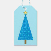 Blauwe sterren moderne kerstboom cadeaulabel (Voorkant)